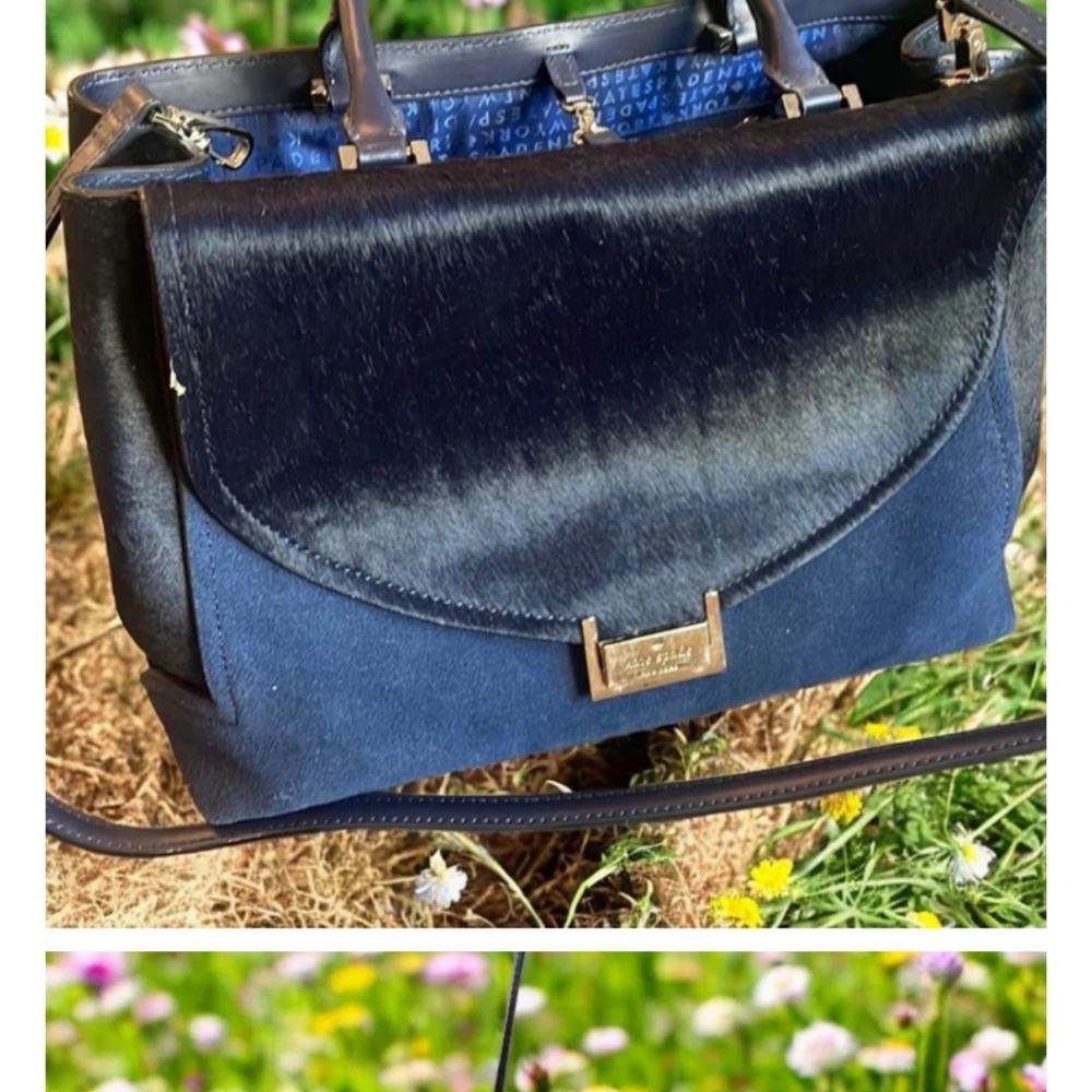kate spade Navy and Black Mixed-Material Shoulder Bag